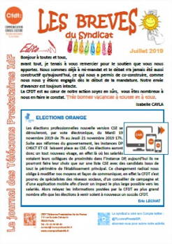 Les brèves du syndicat juillet 2019