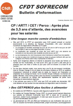 CFDT SOFRECOM Bulletin d’information / Vincennes, Décembre 2018