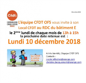 INVITATION LOCAL CFDT LE 10 DECEMBRE 2018