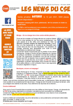 Direction Orange Ile de France – Octobre 2020 Les News du CSE
