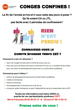 La fin de l’année arrive et il vous reste des jours à poser ? Qu’ils soient CA ou JTL, pas facile avec 2 périodes de confinement !