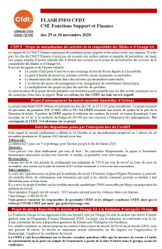 FLASH INFO CFDT CSE Fonctions Support et Finance des 25 et 26 novembre 2020