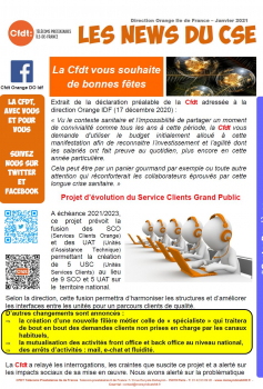 Direction Orange Ile de France – Janvier 2021 Les News du CSE