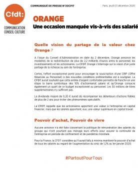 ORANGE : Une occasion manquée vis-à-vis des salariés