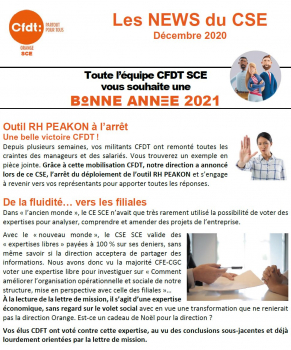 Toute l’équipe CFDT SCE vous souhaite une BONNE ANNEE 2021