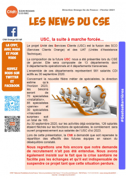 Direction Orange Ile de France – Février 2021 Les News du CSE