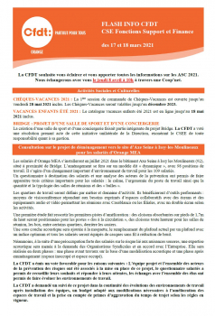 FLASH INFO CFDT CSE Fonctions Support et Finance des 17 et 18 mars 2021