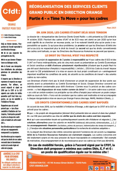 En juin 2020, les cadres étaient déjà sous tension  Le dossier de "réorganisation des Services Clients Grand Public" a été présenté au CSE central le 14 octobre 2020. Pourtant des cadres d'UAT et de SCO nous ont alerté en juin 2020 qu'on leur avait signifié de se chercher un nouveau poste, car il ne resterait bientôt plus qu'un poste à responsabilité sur quatre.