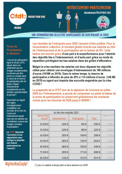 Une rémunération collective sauvegardée en 2020 malgré la crise