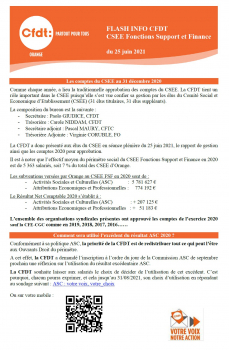 FLASH INFO CFDT CSEE Fonctions Support et Finance du 25 juin 2021