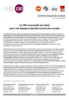 Le CIES renouvelle son label  pour une épargne salariale encore plus sociale