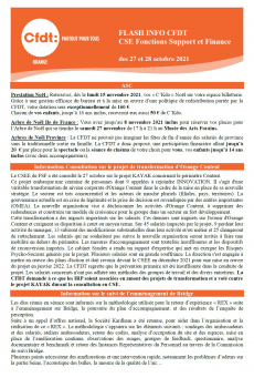 FLASH INFO CFDT CSE Fonctions Support et Finance des 27 et 28 octobre 2021