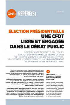 ÉLECTION PRÉSIDENTIELLE UNE CFDT LIBRE ET ENGAGÉE DANS LE DÉBAT PUBLIC