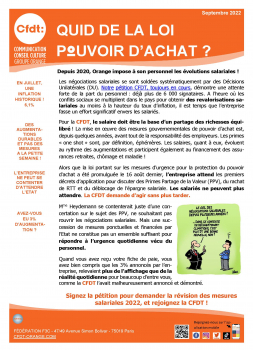 Tract orange Négociation Salariale  2022 Pétition CFDT soutenue par l'UNSA.