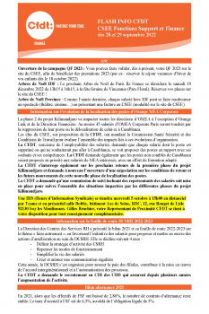 FLASH INFO CFDT CSEE Fonctions Support et Finance des 28 et 29 septembre 2022