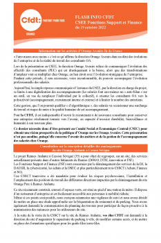 FLASH INFO CFDT CSEE Fonctions Support et Finance du 19 octobre 2022