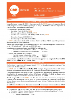 FLASH INFO CFDT CSEE Fonctions Support et Finance du 12 mai 2023