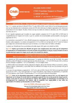 FLASH INFO CFDT CSEE Fonctions Support et Finance CAHIER SPECIAL Le BLOC 3 - aux bornes de l’entreprise