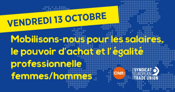 Le 13 octobre, en France et en Europe, mobilisons-nous contre l’austérité, pour les salaires et l’égalité femmes-hommes !