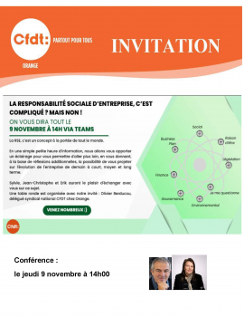 LE 9 NOVEMBRE : Invitation conférence RSE