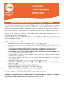 FLASH INFO CFDT CSEE Fonctions Support et Finance du 24 janvier 2024