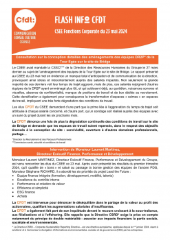 FLASH INFO CFDT CSEE Fonctions Support et Finance du 23 mai 2024