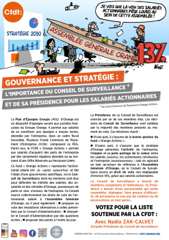 [ORANGE] GOUVERNANCE ET STRATEGIE : L'importance du conseil de surveillance* et de sa présence pour les salariés actionnaires.