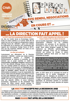 [ORANGE] PROJET REGAIN : AVIS RENDU, NÉGOCIATIONS EN COURS ET … LA DIRECTION FAIT APPEL !